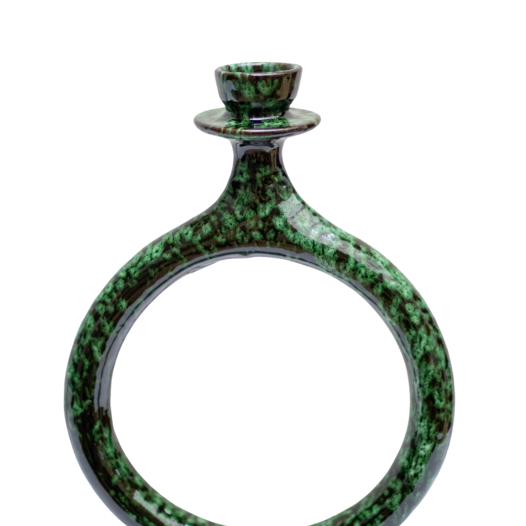 Moroccan Tamegroute Shaded Green Candlestick Holder