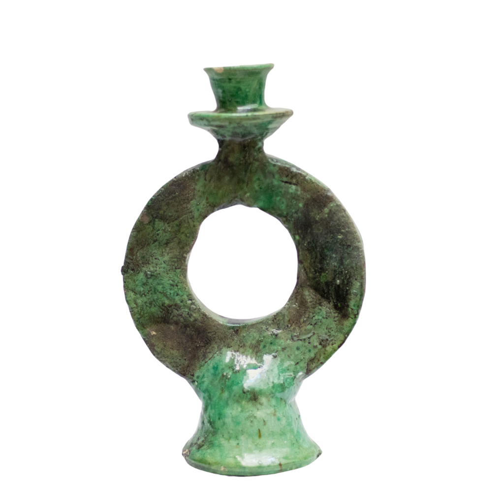 Handmade Moroccan Tamegroute Green Candlestick