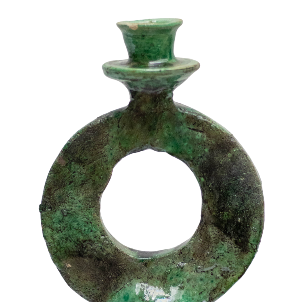 Handmade Moroccan Tamegroute Green Candlestick