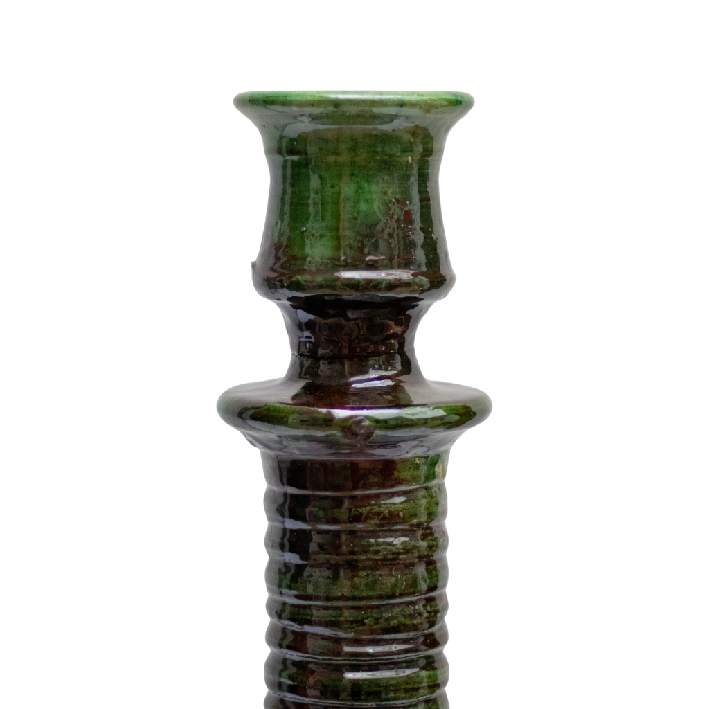 Handmade Moroccan Tamegroute Green Pottery Candlestick Holder