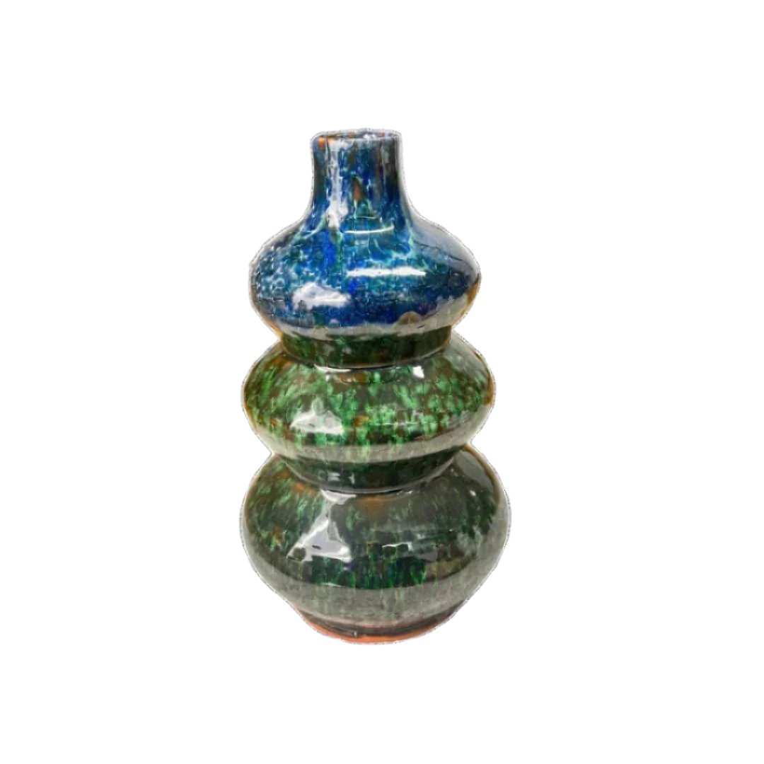 Vase artisanal Aboukal vert et bleu