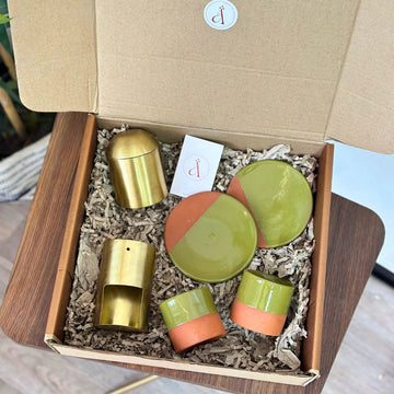 Coffret cadeau artisanal vert olive