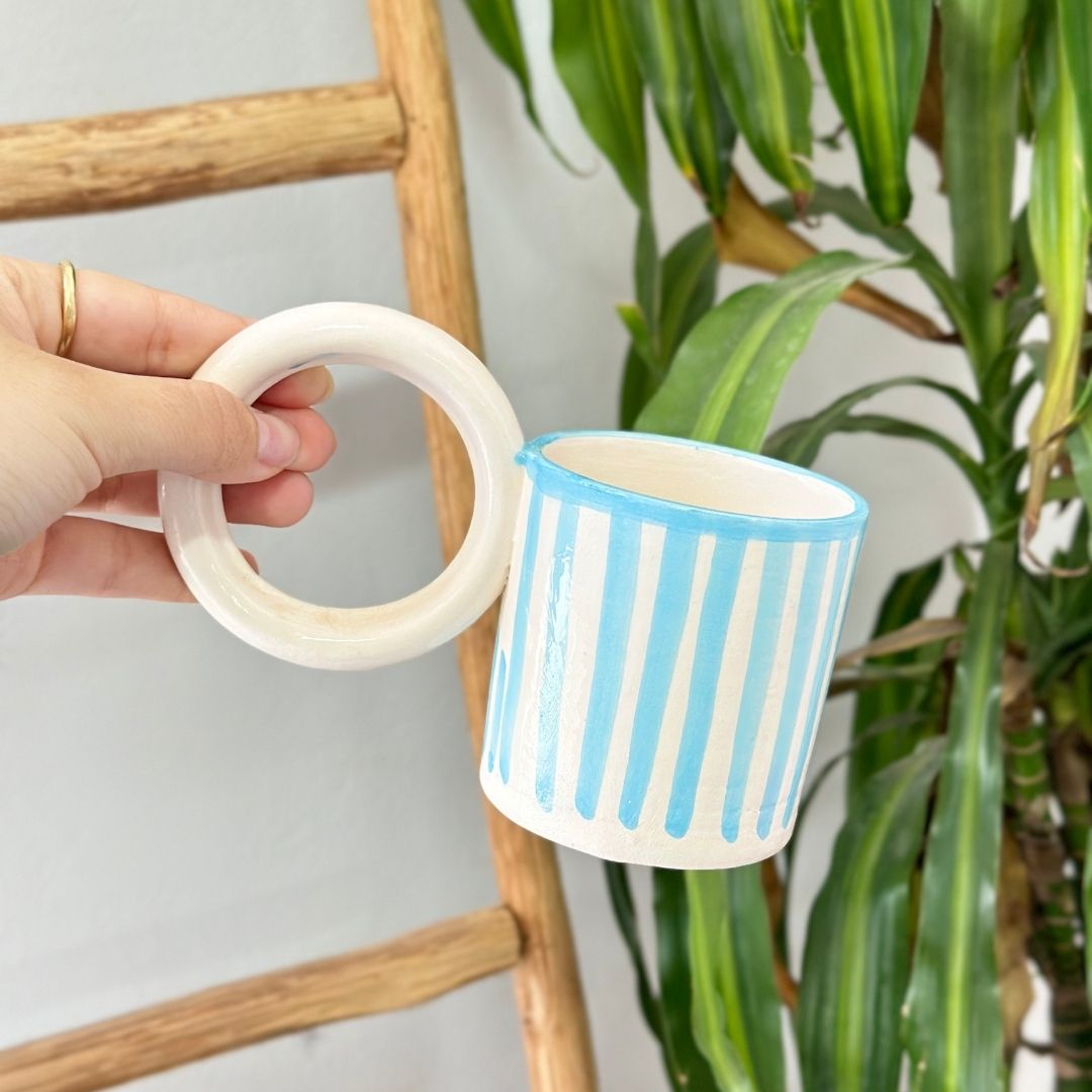 Mug rayé turquoise