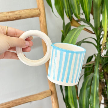 Mug rayé turquoise