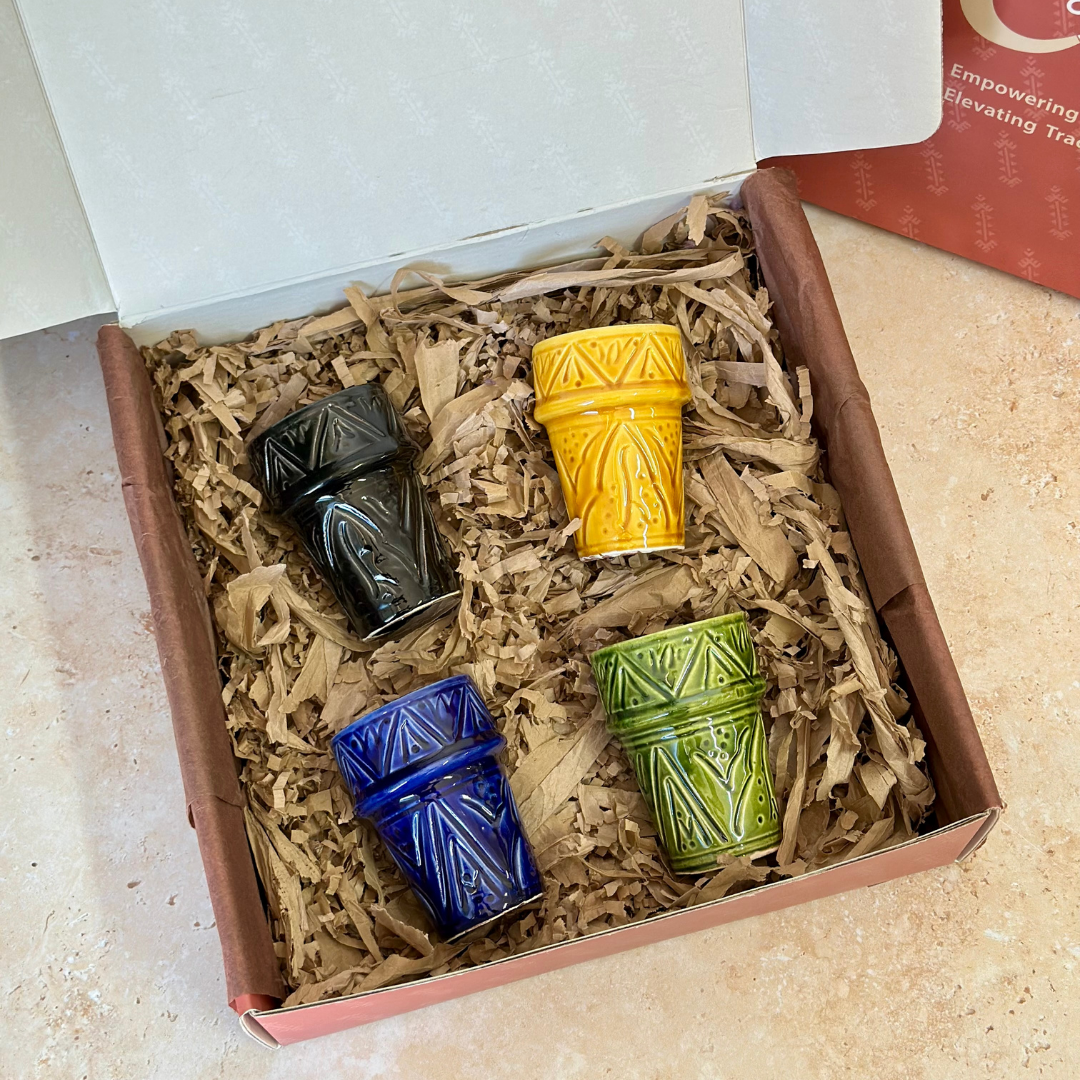 Coffret cadeau artisanal Tizwelt 4 verres