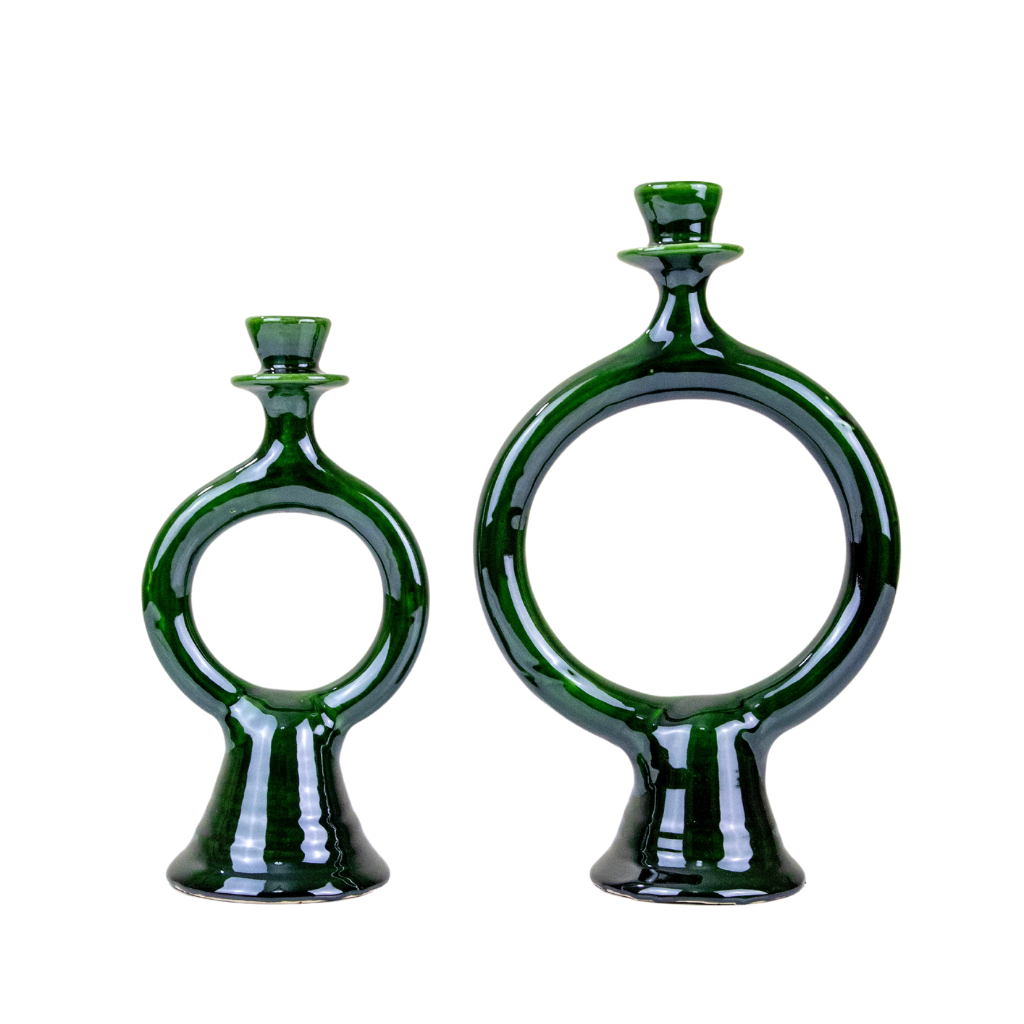 Tamegroute Shaded Green Candlestick Holder