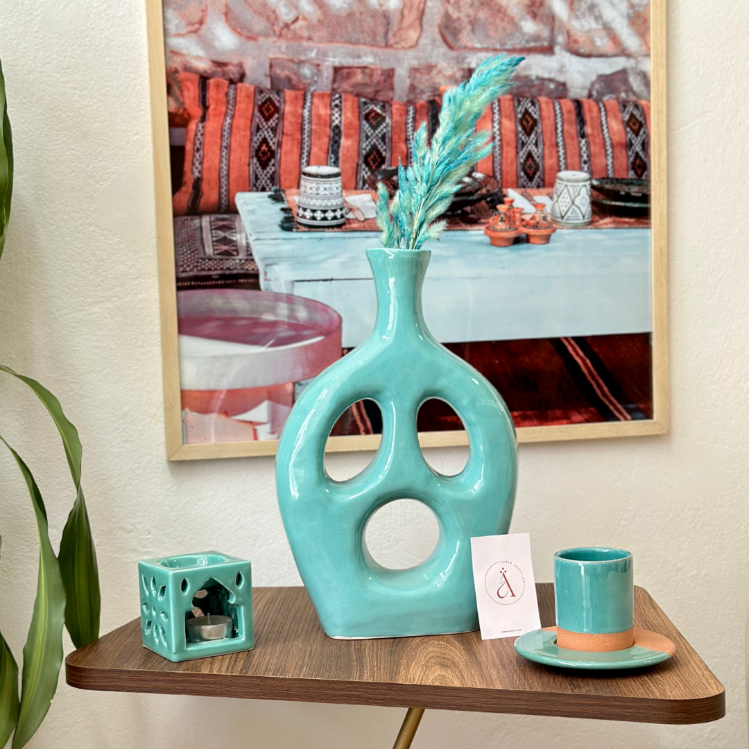 Vase artisanal Tamunt turquoise